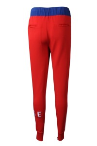U374 Manufacturing pedicure sports trousers Customized contrast waistband Polar fleece embroidery patch silver zipper trousers Sweatpants center back view